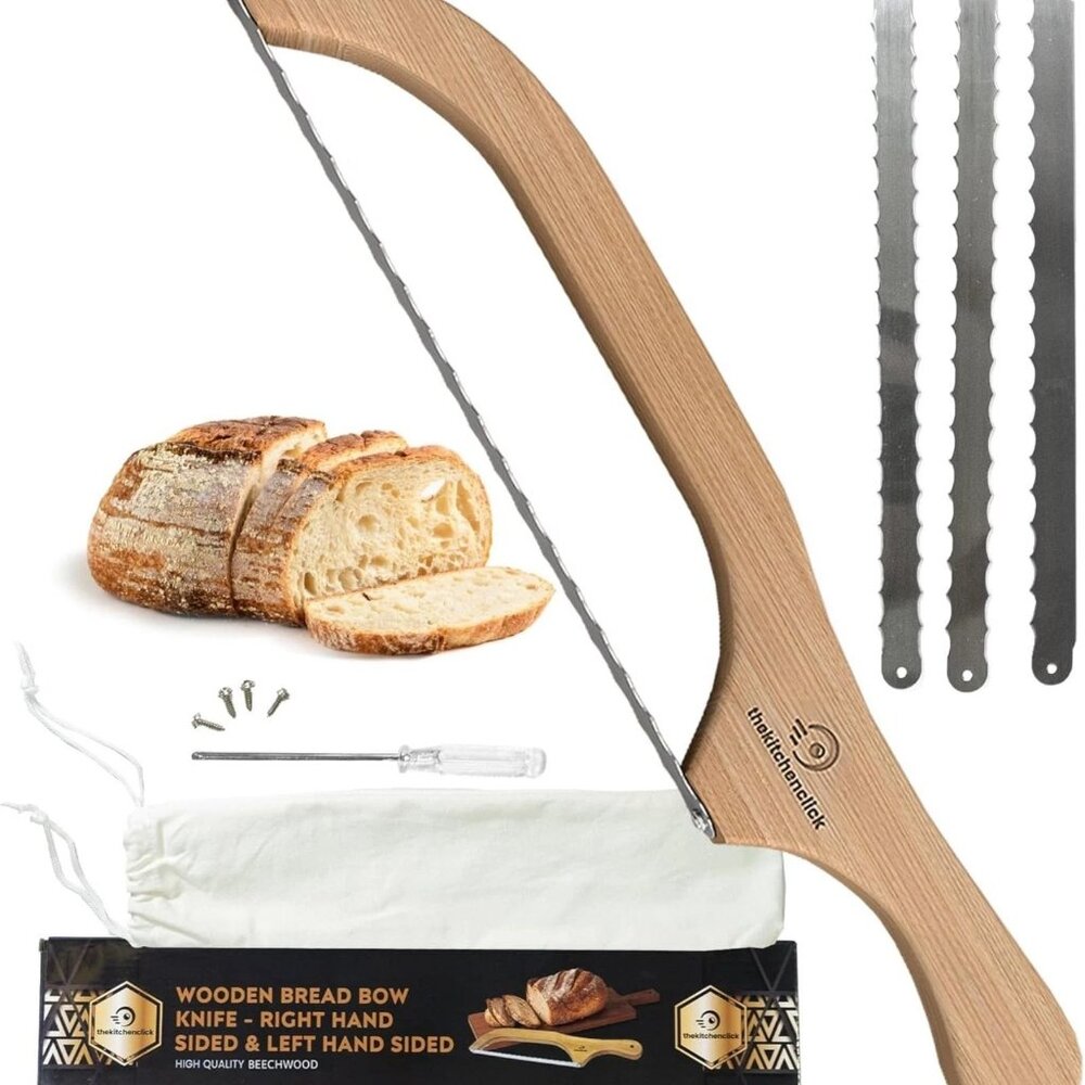 Wooden Bread Bow Knife - Natural Wood